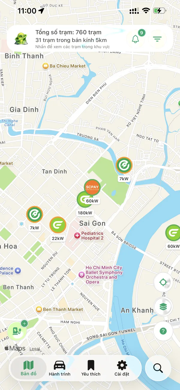 Bản đồ trạm sạc